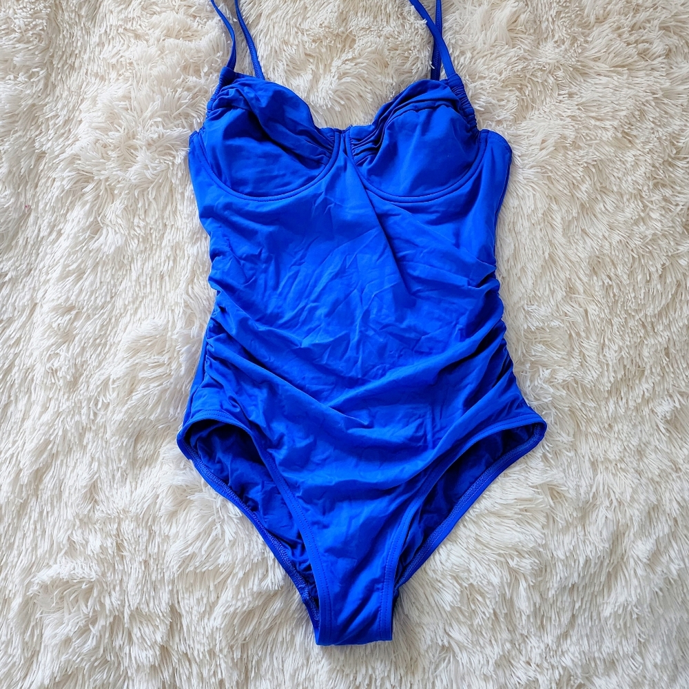 Carmen Marc Valvo Royal Blue One Piece Swimsuit, Sz 6